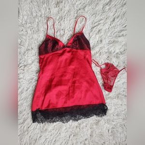 Victorias Secret Red Satin Chemise XS